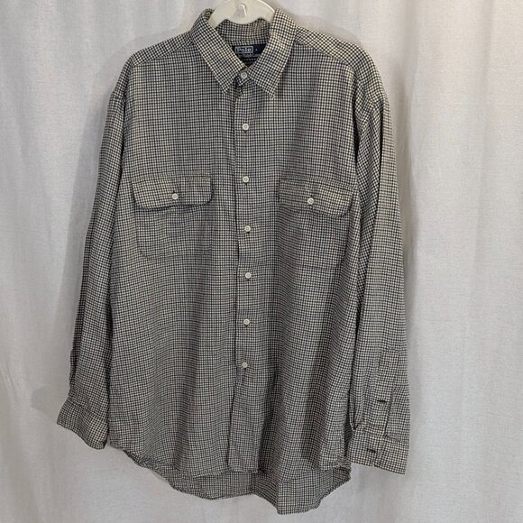 Polo by Ralph Lauren Size *Large (Extra Large) Checkered Gray/Black Button Down - Picture 1 of 12
